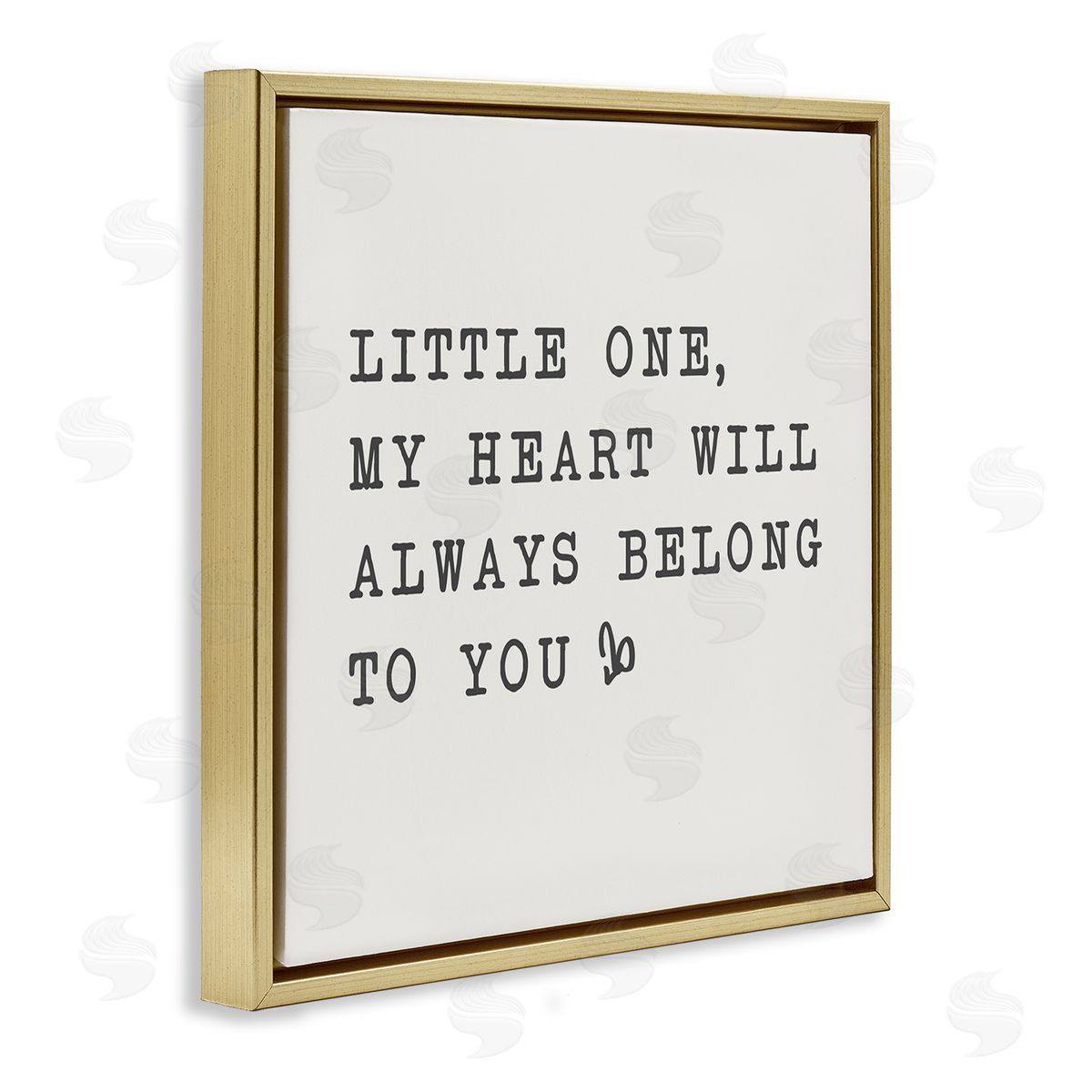 SD Graphics Studio Little One My Heart Belongs Phrase Family Motivational Gold Floating Frame Canvas Wall Art Print