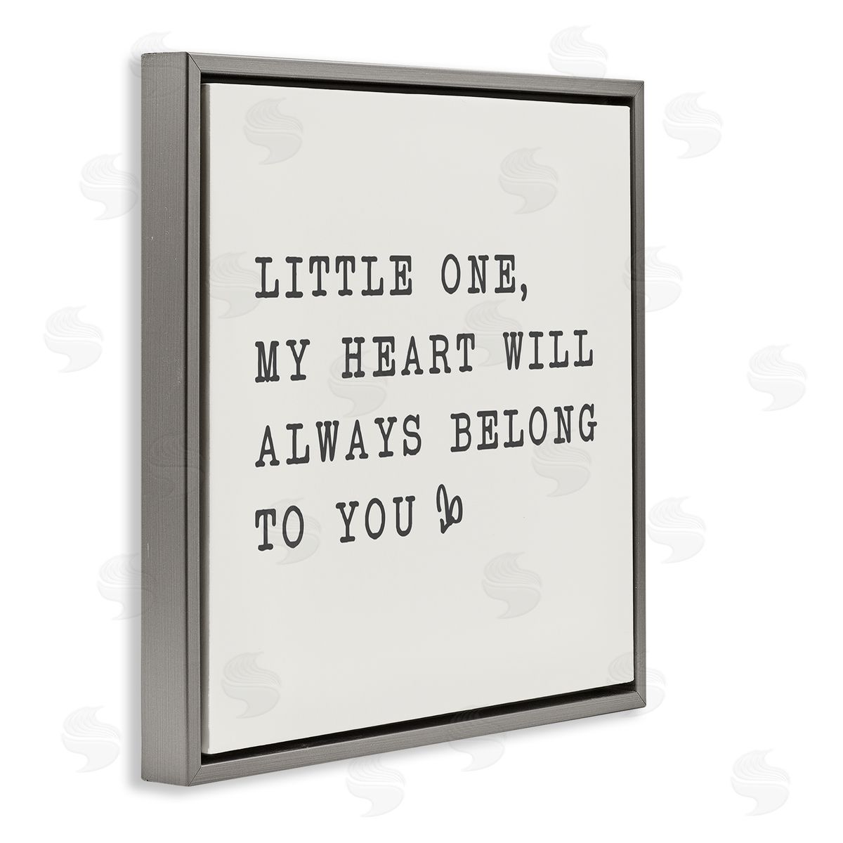 SD Graphics Studio Little One My Heart Belongs Phrase Family Motivational Gray Floating Frame Canvas Wall Art Print