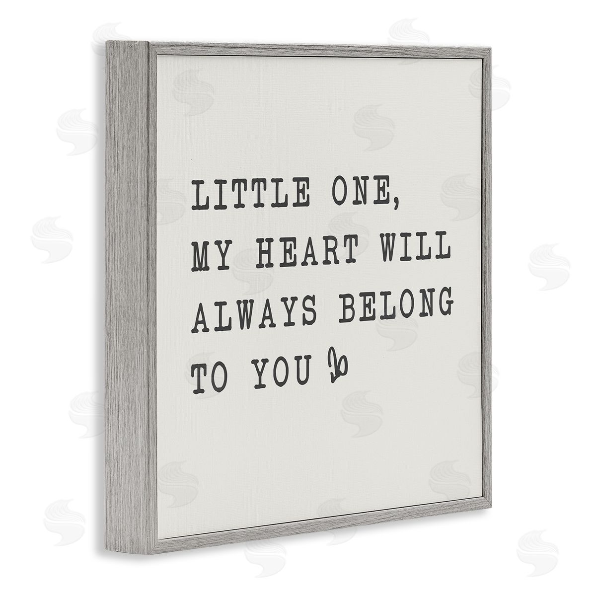 SD Graphics Studio Little One My Heart Belongs Phrase Family Motivational Gray Framed Glicee Wall Art Print