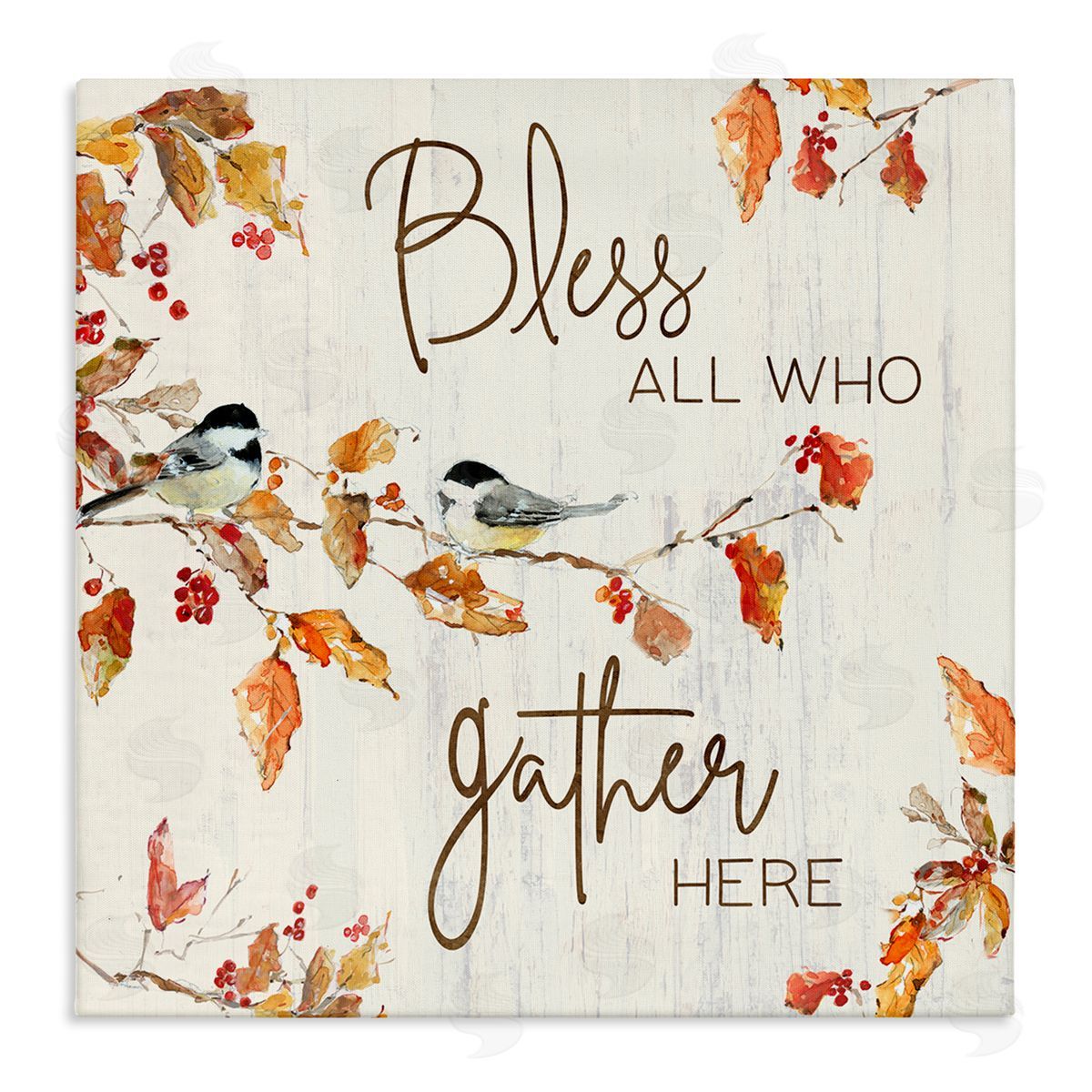 Sally Swatland Bless All Who Gather Here Autumn Tree Birds Stretched Canvas Wall Art Print