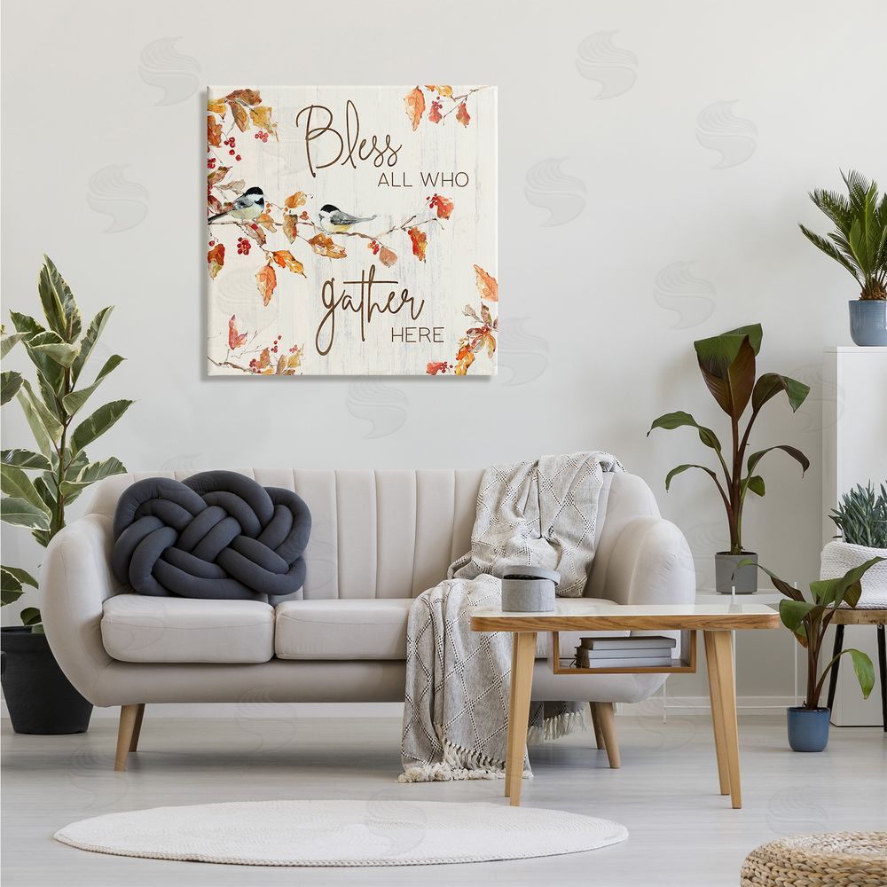 Sally Swatland Bless All Who Gather Here Autumn Tree Birds Canvas Wall Art in Room