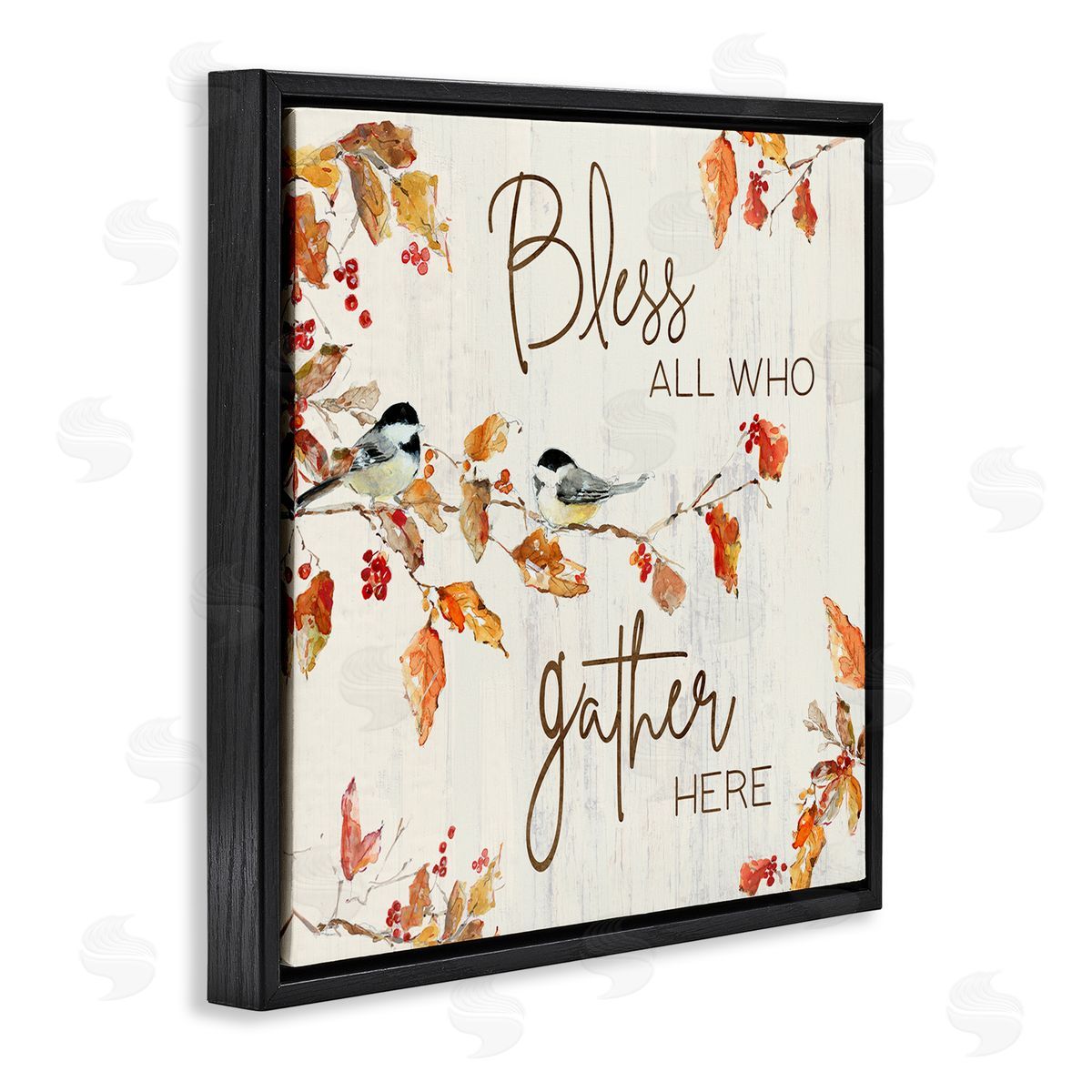 Sally Swatland Bless All Who Gather Here Autumn Tree Birds Black Floating Frame Canvas Wall Art Print