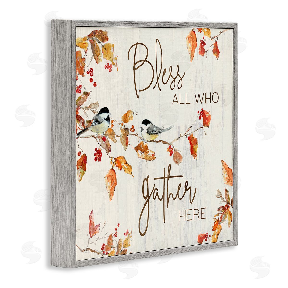 Sally Swatland Bless All Who Gather Here Autumn Tree Birds Gray Framed Glicee Wall Art Print