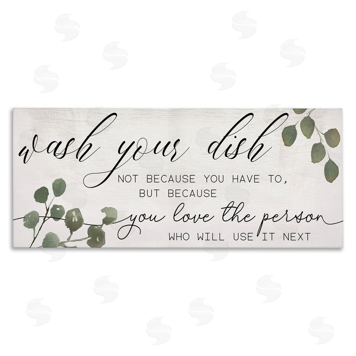 Stupell Studio Wash Your Dish Motivational Kitchen Phrase Green Plants