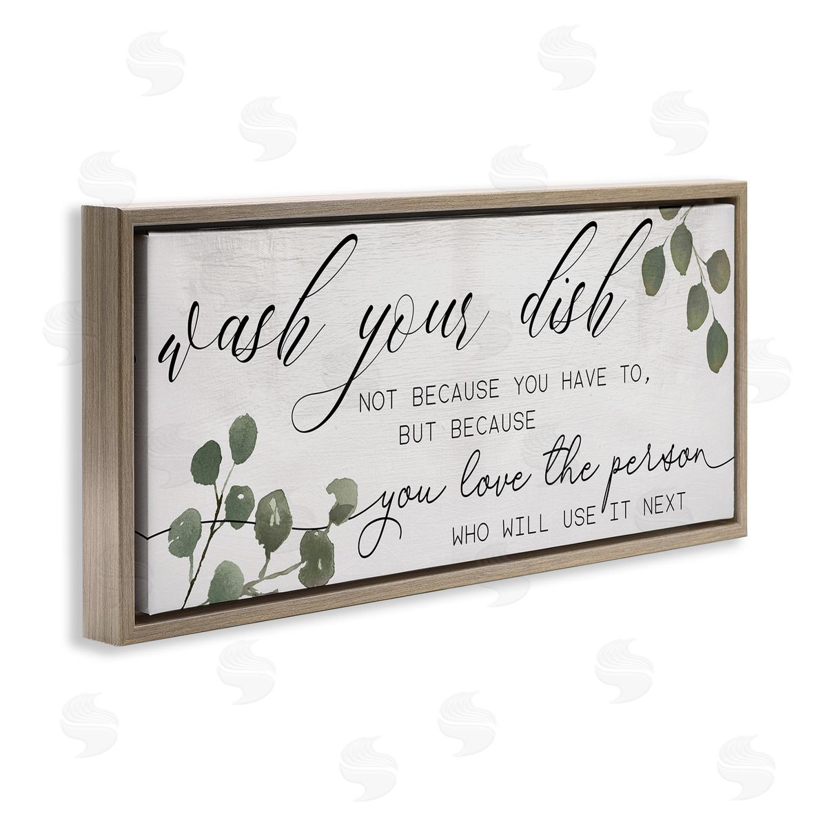 Stupell Studio Wash Your Dish Motivational Kitchen Phrase Green Plants