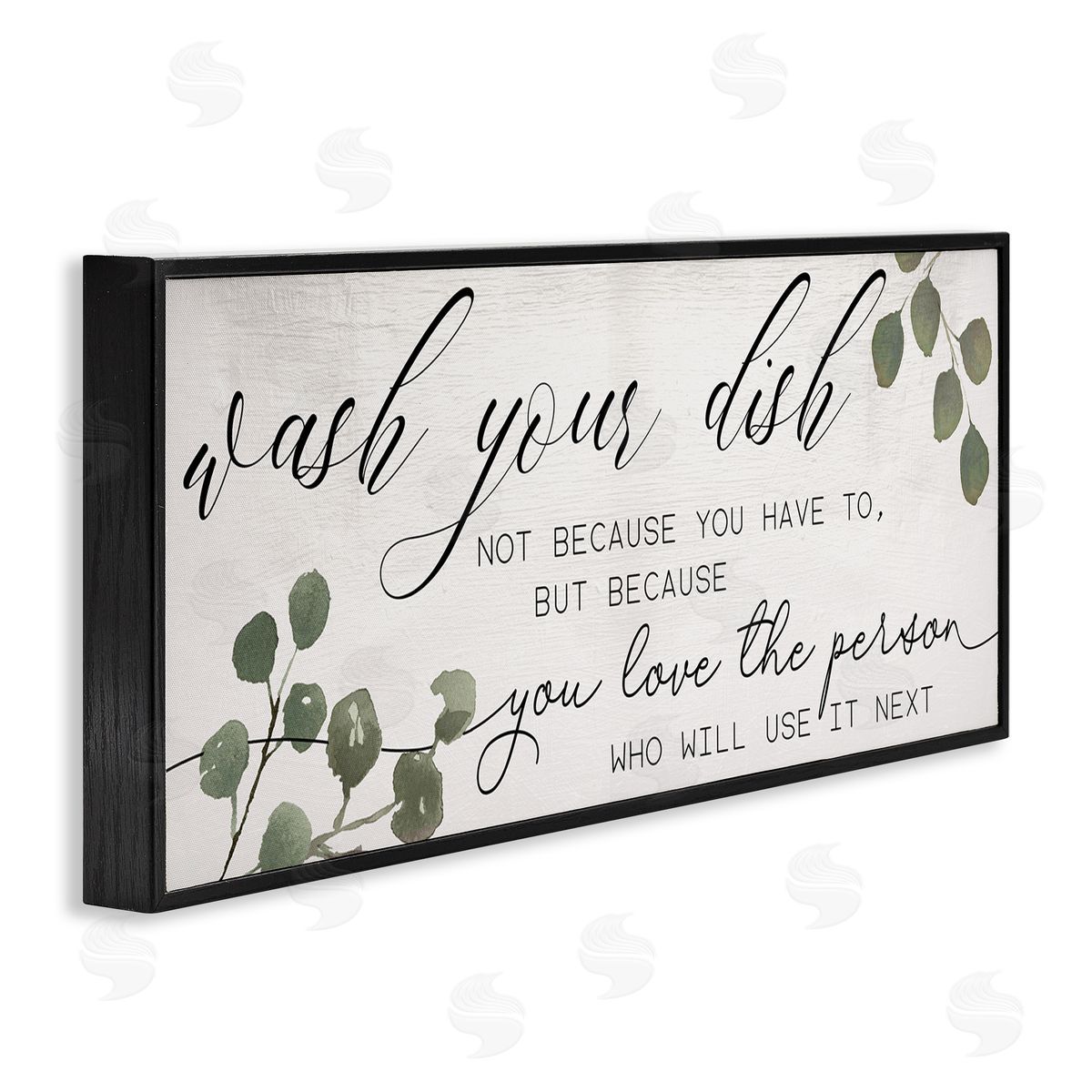 Stupell Studio Wash Your Dish Motivational Kitchen Phrase Green Plants