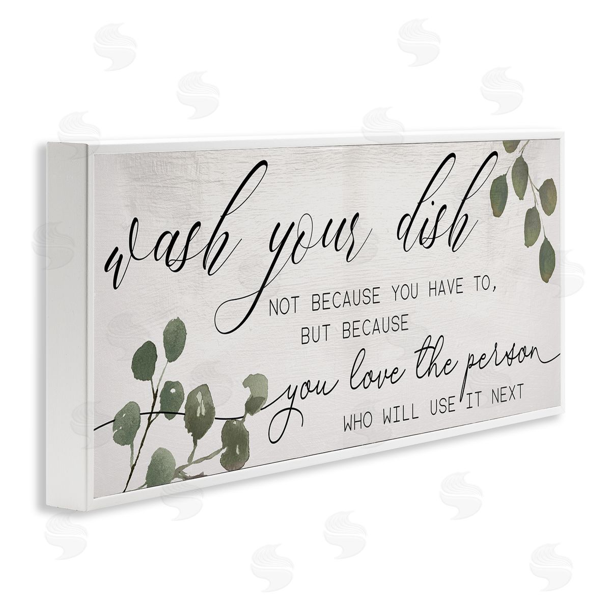 Stupell Studio Wash Your Dish Motivational Kitchen Phrase Green Plants