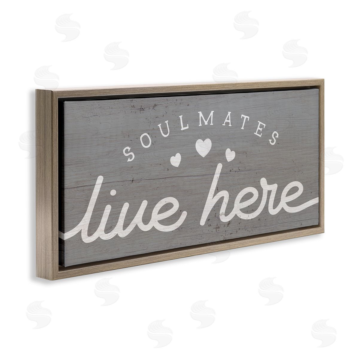 Stupell Studio Soulmates Live Here Phrase Romantic Inspiration Heart Trio