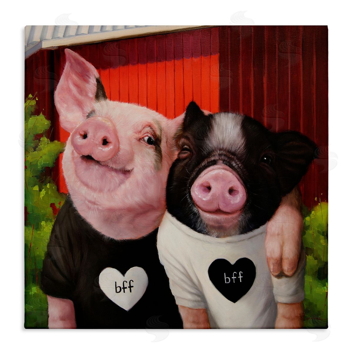 Lucia Heffernan Best Friends Forever Farm Pigs Happy Fun Animals Stretched Canvas Wall Art Print