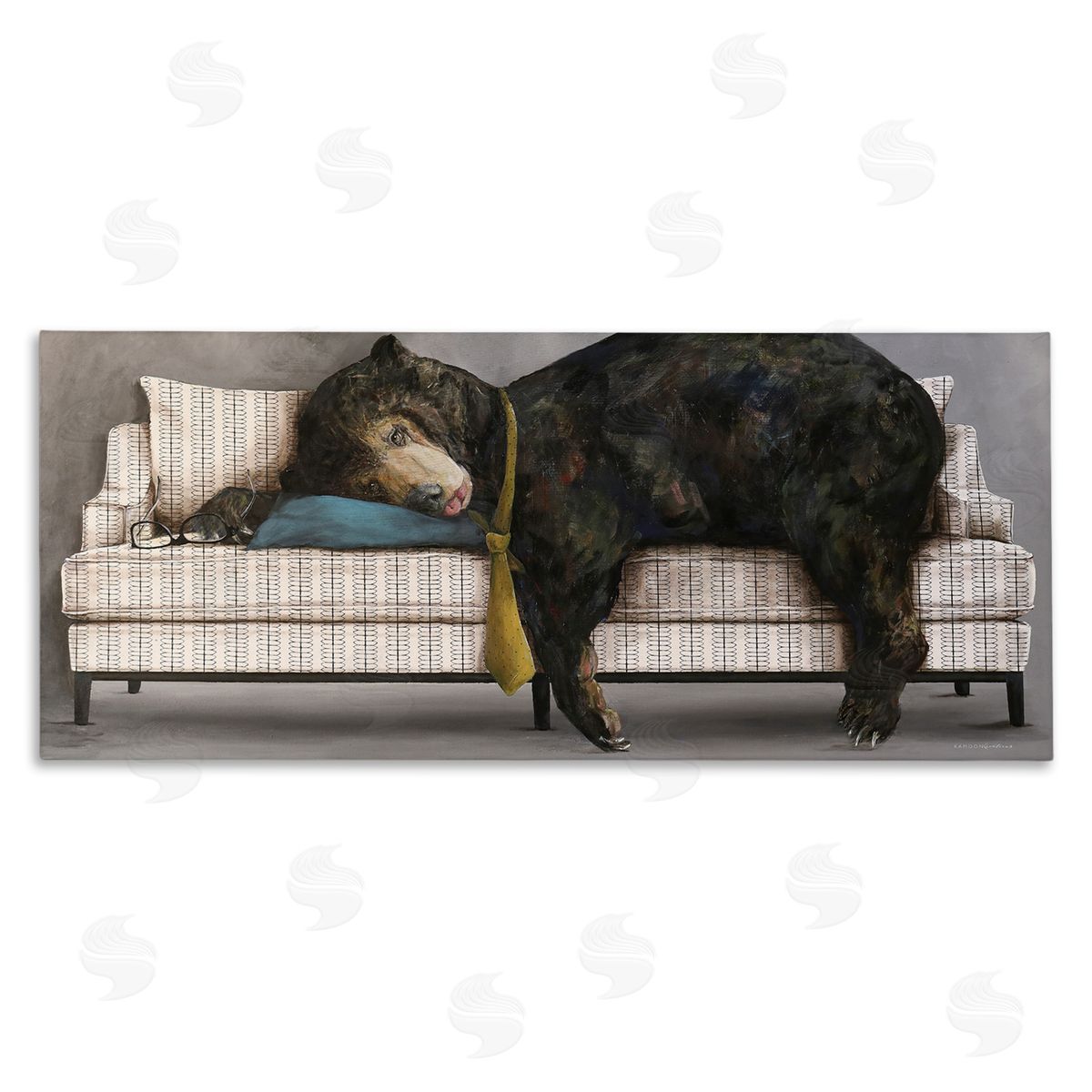 Kamdon Kreations Exhausted Papa Bear Sleeping Business Tie Modern Couch