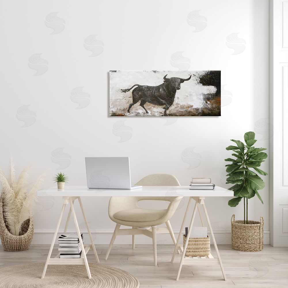 Design Fabrikken Rustic Running Bull Abstract Animal Painting Wild Cattle