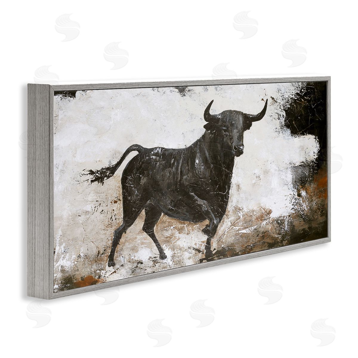 Design Fabrikken Rustic Running Bull Abstract Animal Painting Wild Cattle