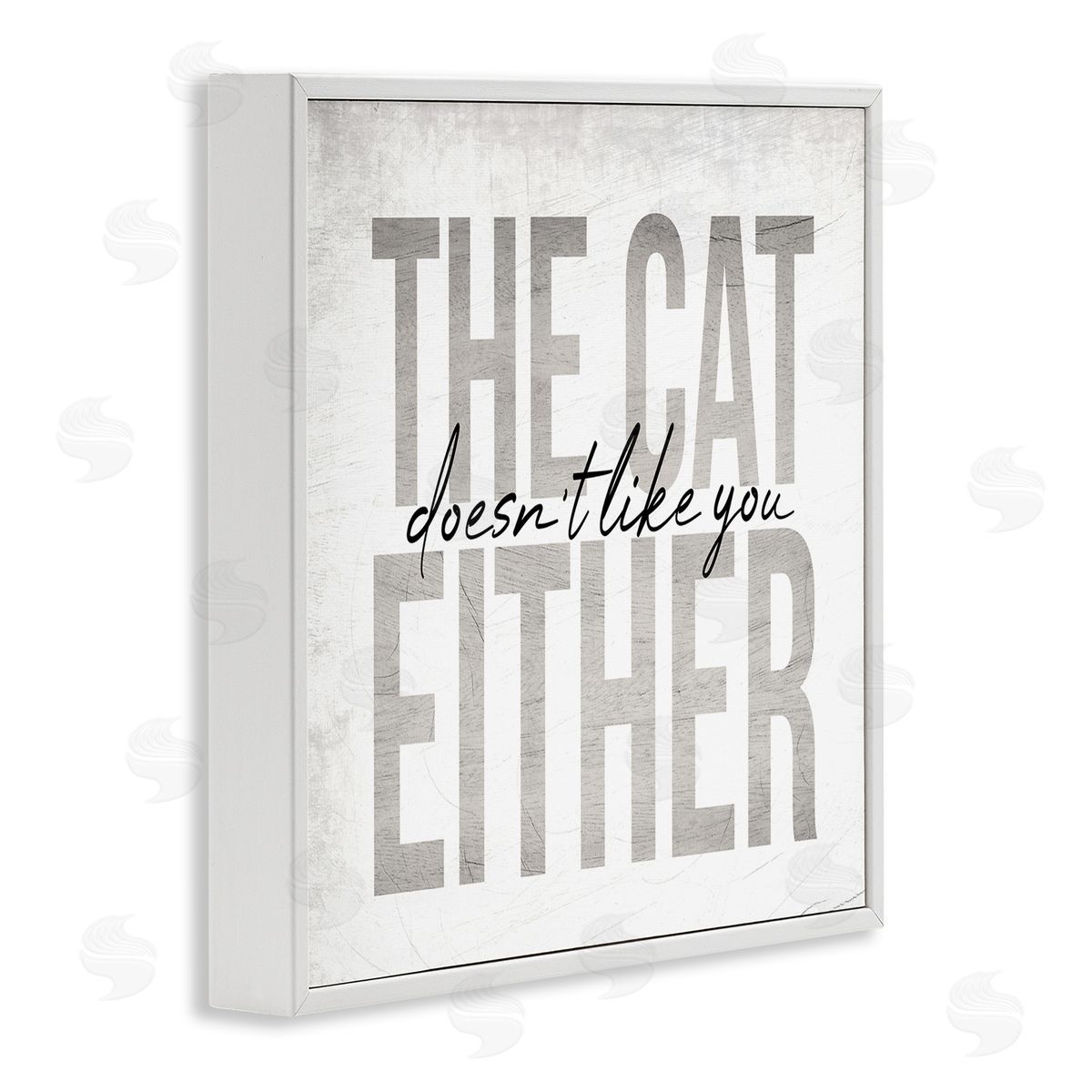 Stupell Studio The Cat Doesn't Like You Either Pet Phrase White Framed Glicee Wall Art Print