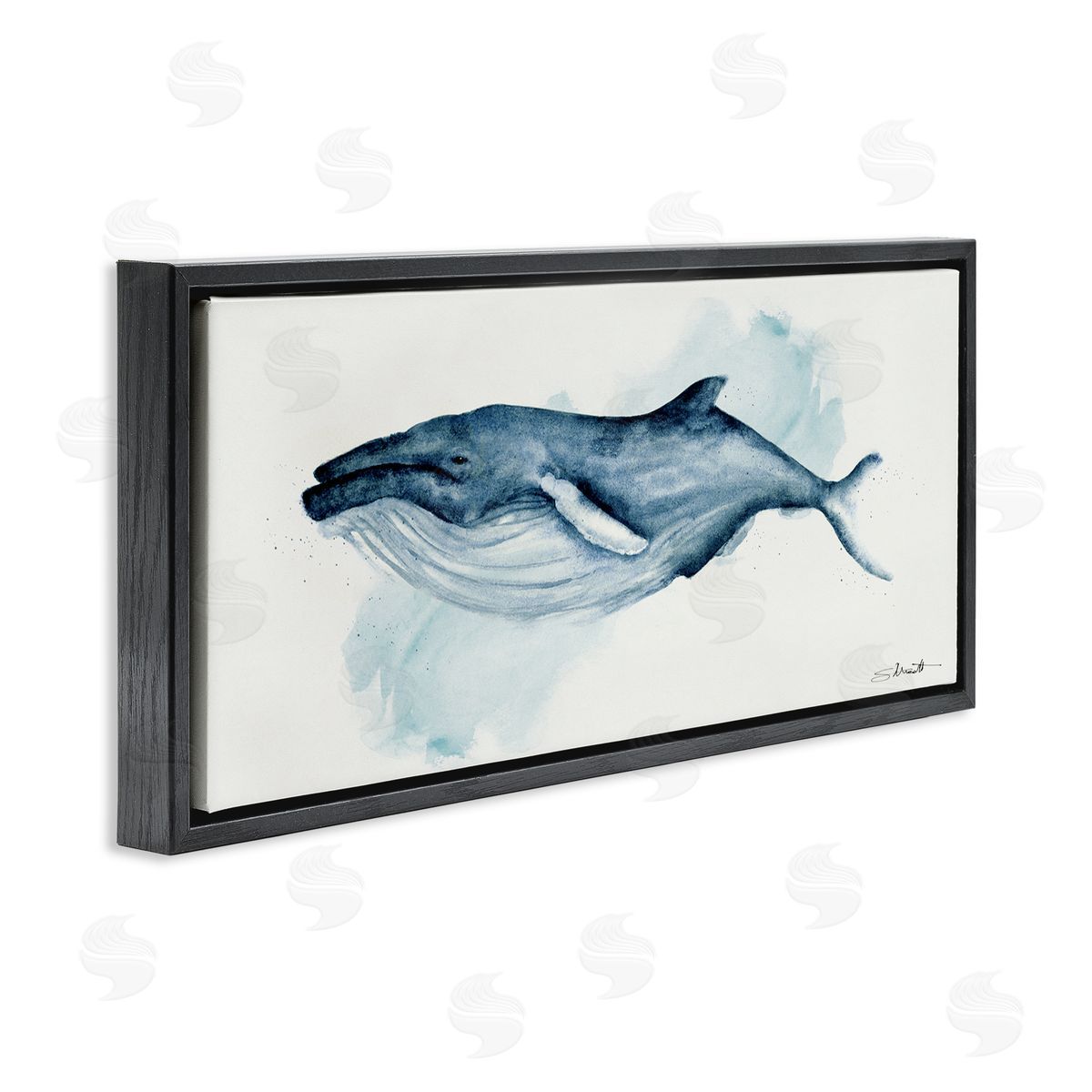 Stephanie Workman Marrott Serene Humpback Whale Watercolor Painting Blue Nautical Animal
