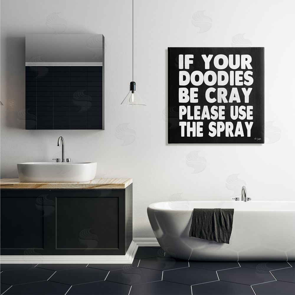 Jaxn Blvd. Doodies Be Cray Use The Spray Bathroom Phrase Canvas Wall Art in Room