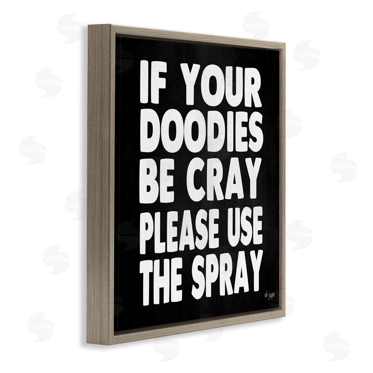 Jaxn Blvd. Doodies Be Cray Use The Spray Bathroom Phrase Brown Floating Frame Canvas Wall Art Print
