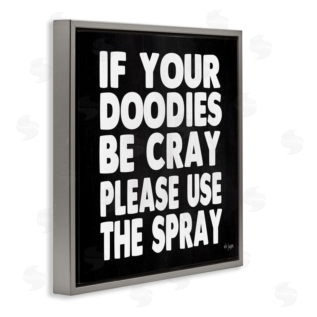 Jaxn Blvd. Doodies Be Cray Use The Spray Bathroom Phrase Gray Floating Frame Canvas Wall Art Print