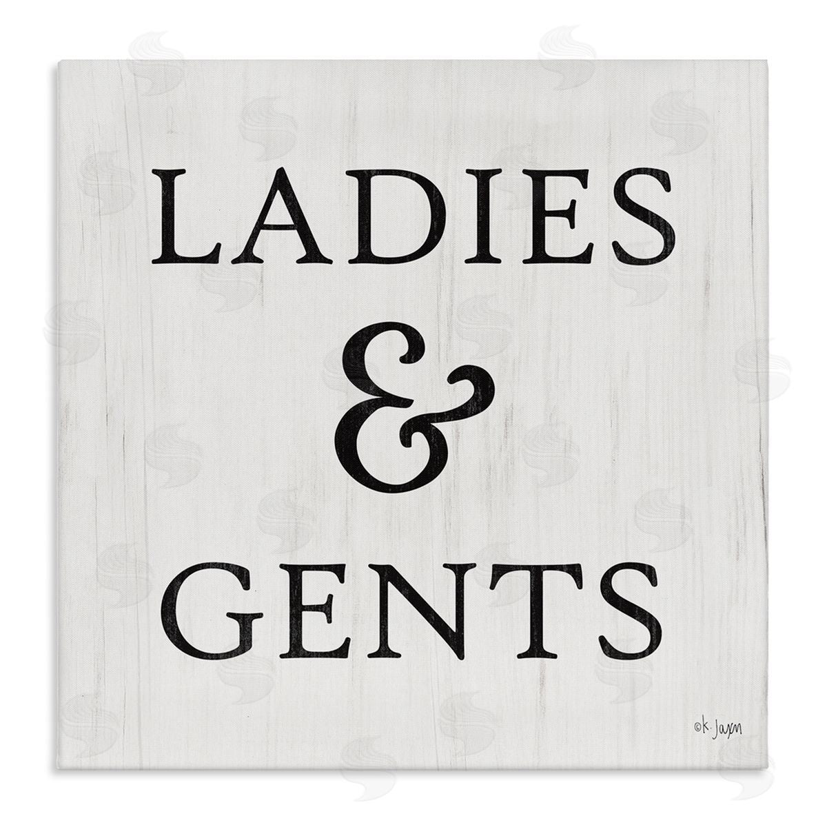 Jaxn Blvd. Ladies & Gents Bathroom Sign Country Grain Pattern Stretched Canvas Wall Art Print