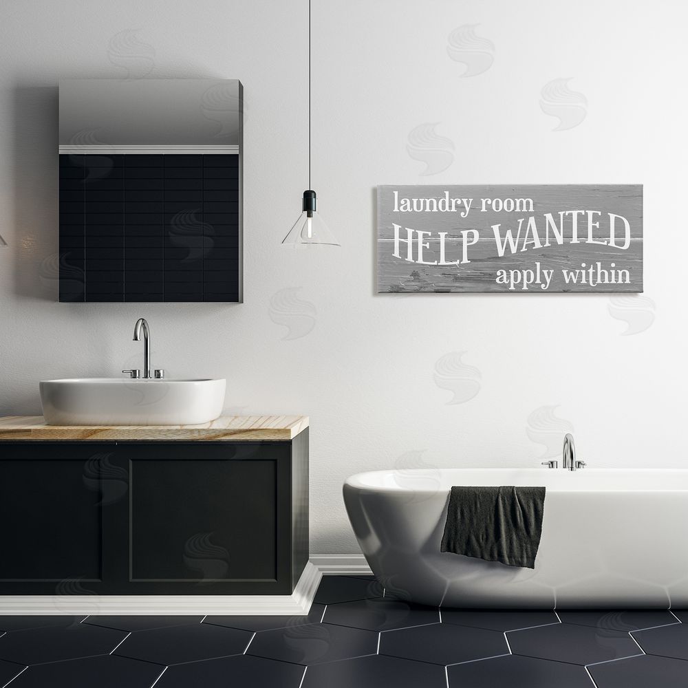 Stupell Studio Help Wanted Laundry Room Rustic Sign Apply Within