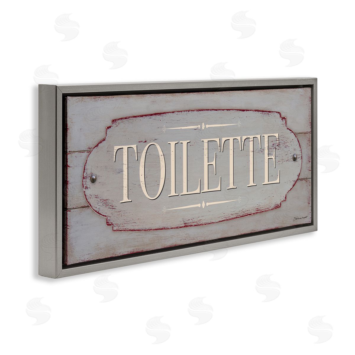 Stephanie Workman Marrott Rustic Toilette Sign fr_sideench Farmhouse Traditional Grain Pattern