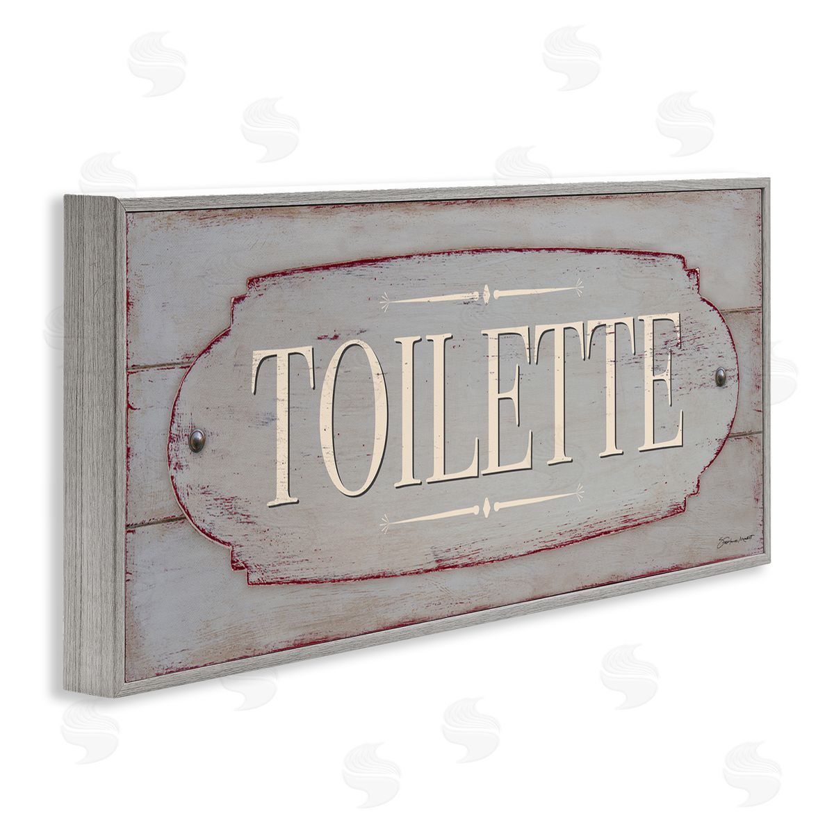 Stephanie Workman Marrott Rustic Toilette Sign fr_sideench Farmhouse Traditional Grain Pattern