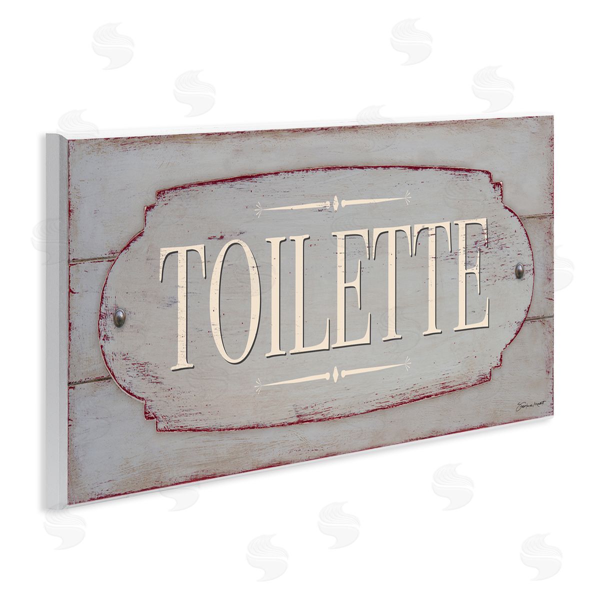 Stephanie Workman Marrott Rustic Toilette Sign fr_sideench Farmhouse Traditional Grain Pattern