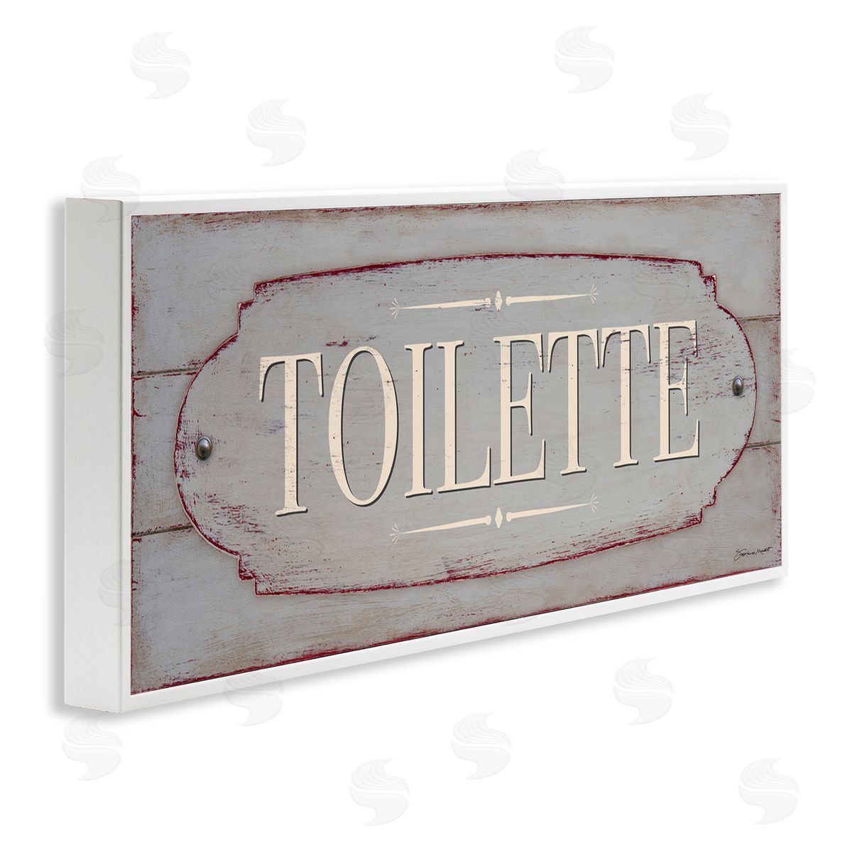 Stephanie Workman Marrott Rustic Toilette Sign fr_sideench Farmhouse Traditional Grain Pattern