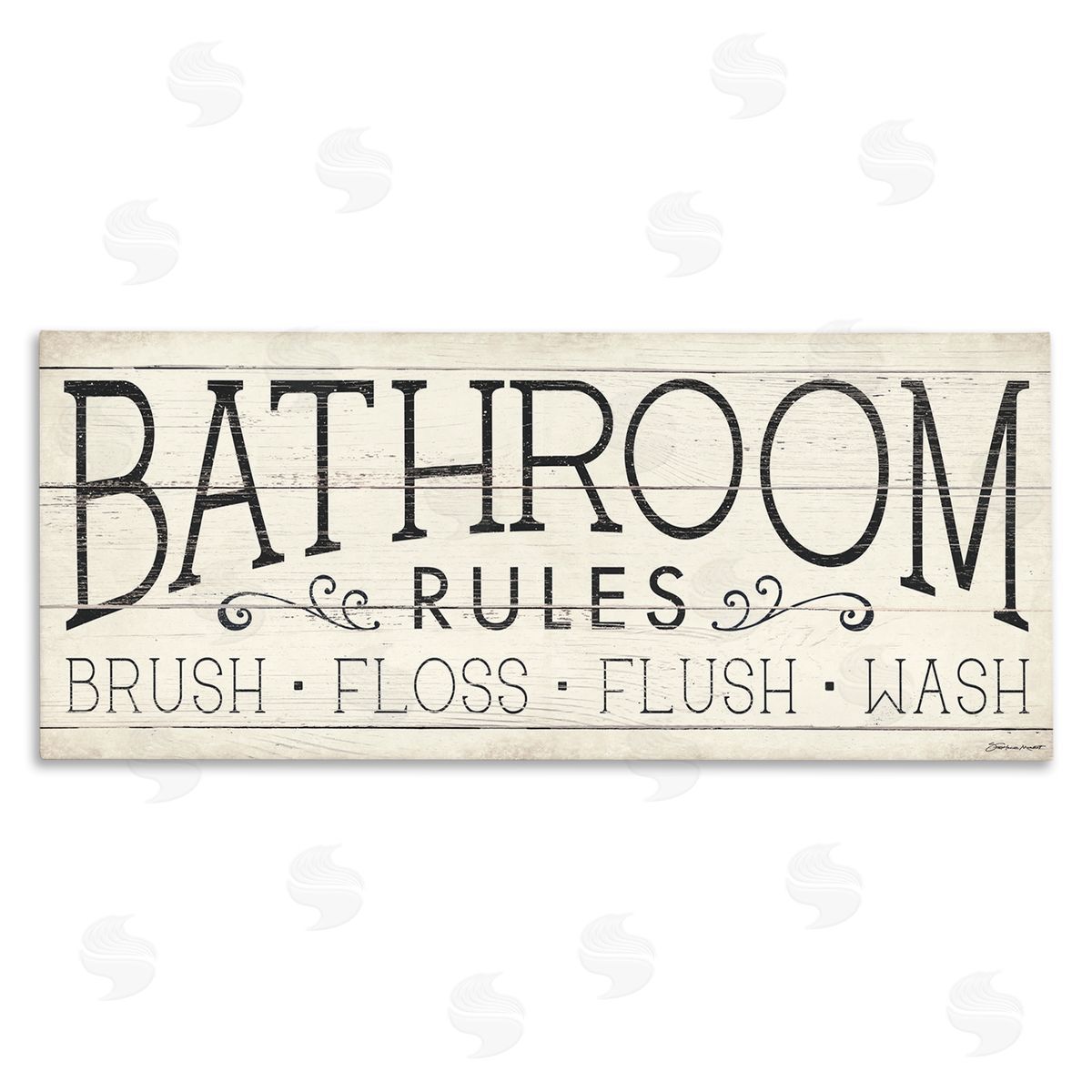 Stephanie Workman Marrott Bathroom Rules Rustic Sign Brush Floss Flush Wash