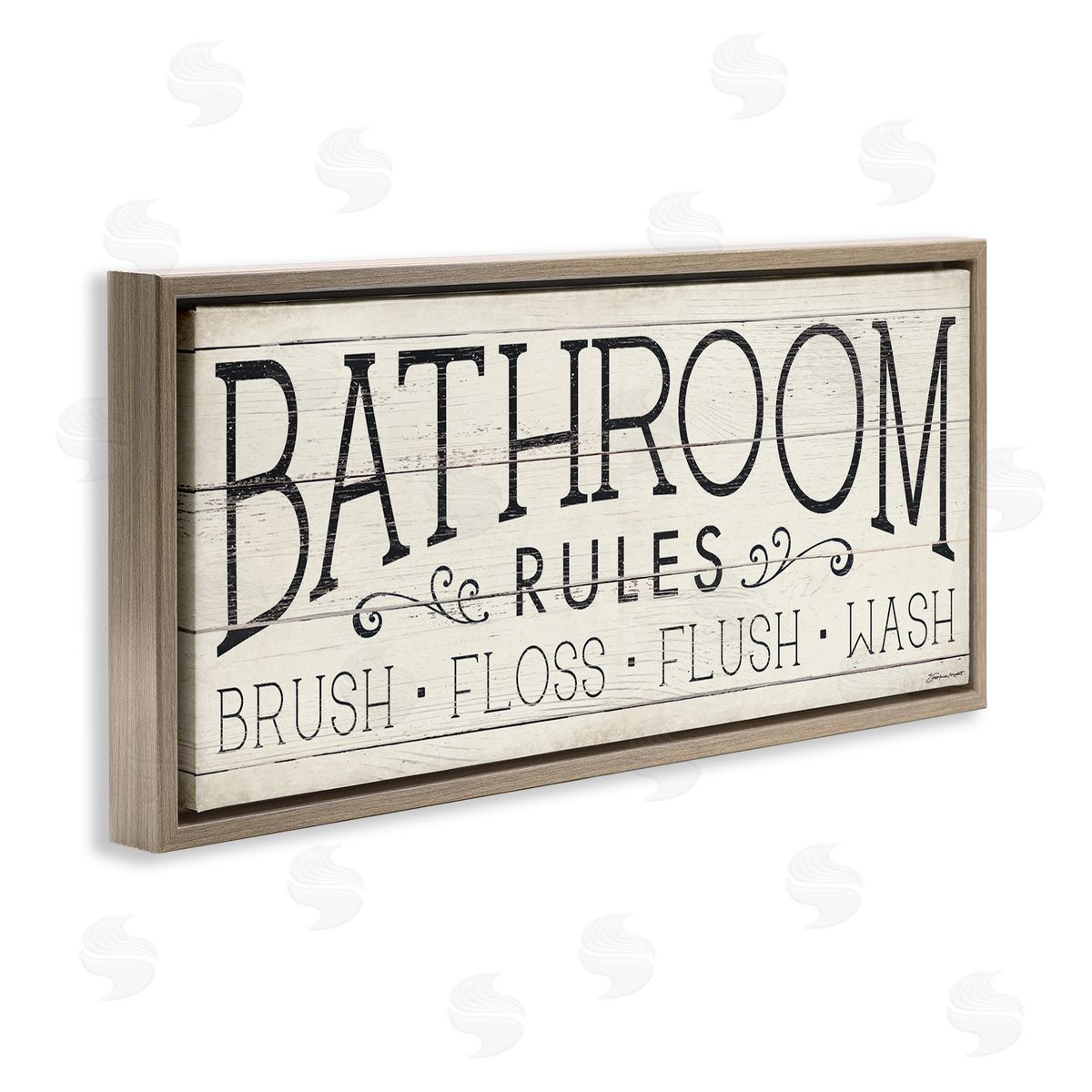 Stephanie Workman Marrott Bathroom Rules Rustic Sign Brush Floss Flush Wash