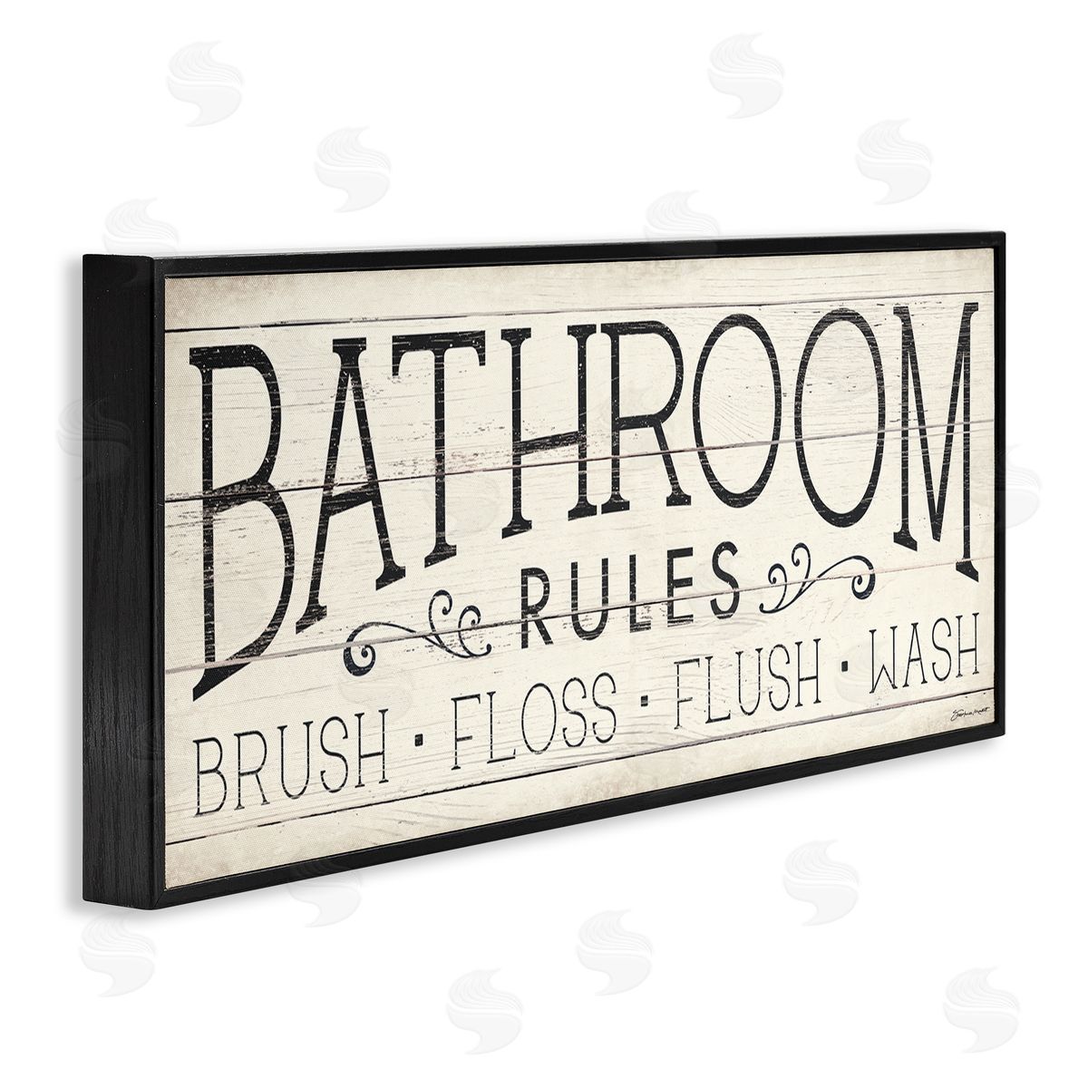 Stephanie Workman Marrott Bathroom Rules Rustic Sign Brush Floss Flush Wash