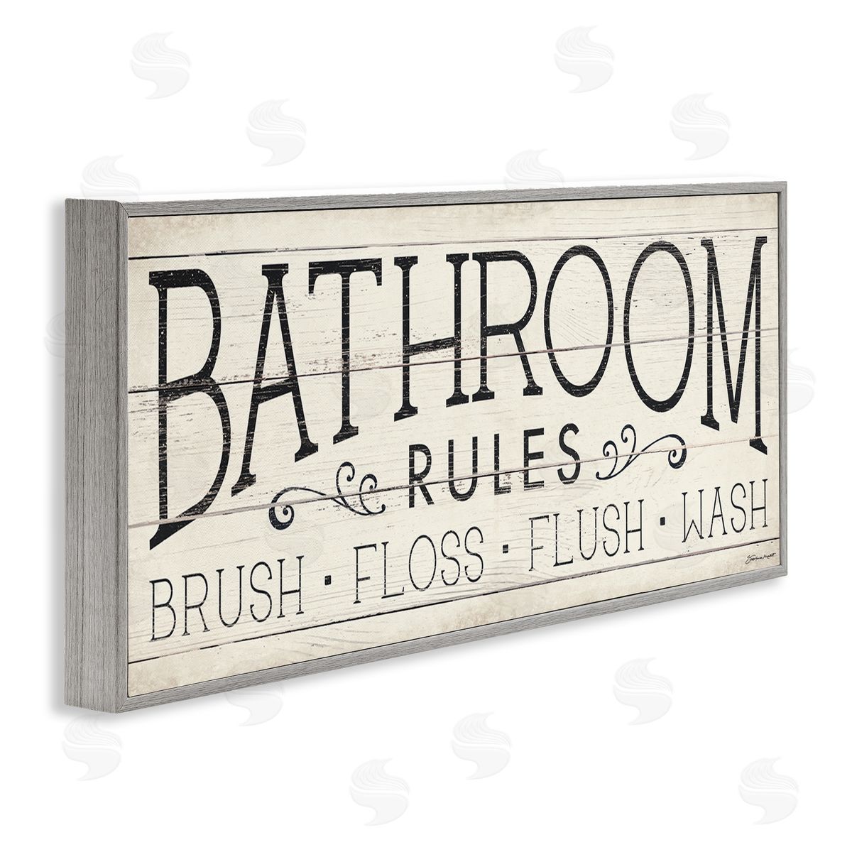 Stephanie Workman Marrott Bathroom Rules Rustic Sign Brush Floss Flush Wash