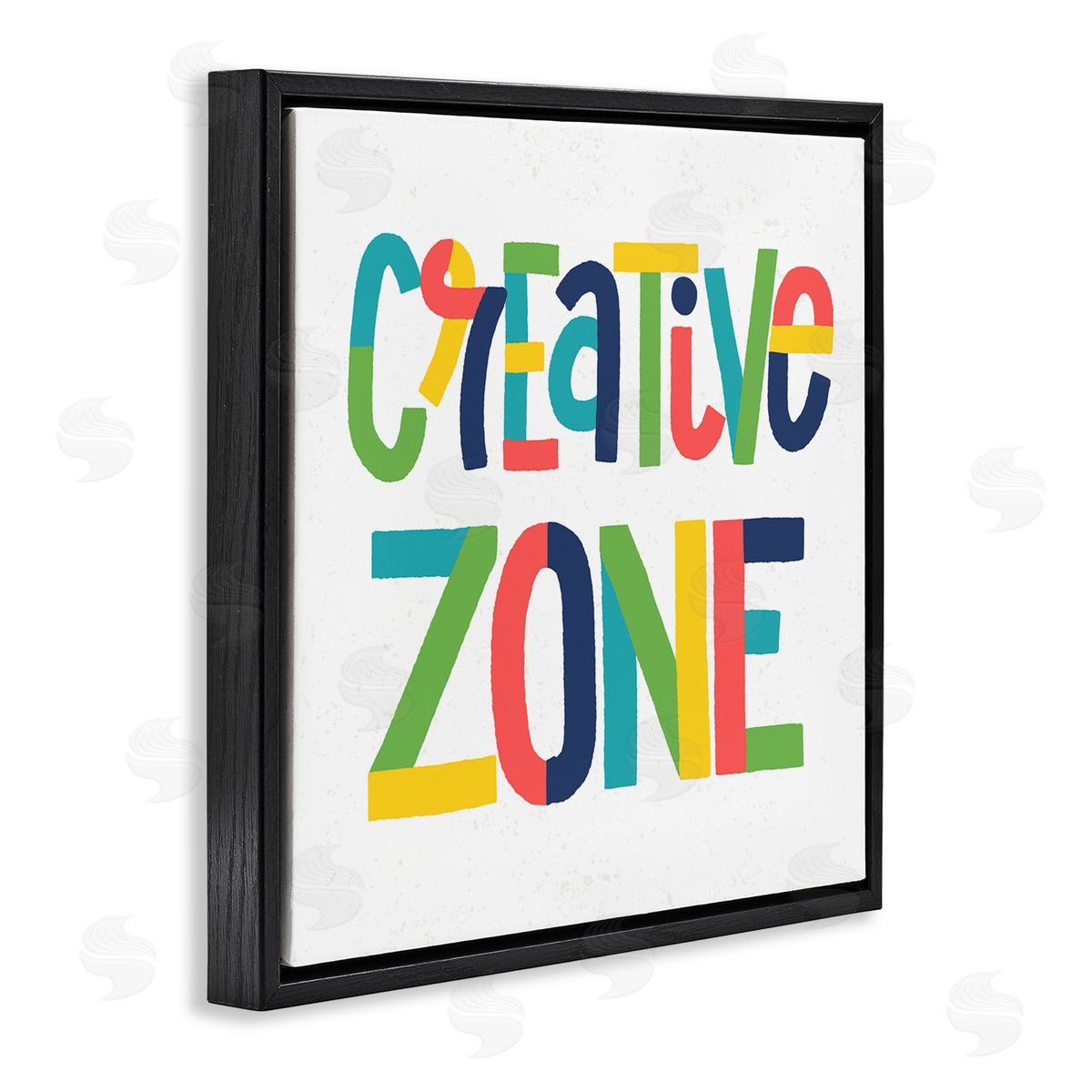 Raye Allison Creations Creative Zone Kids' Motivational Phrase Vibrant Playful Typography Black Floating Frame Canvas Wall Art Print