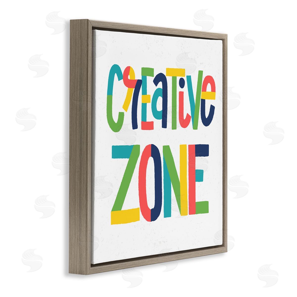 Raye Allison Creations Creative Zone Kids' Motivational Phrase Vibrant Playful Typography Brown Floating Frame Canvas Wall Art Print