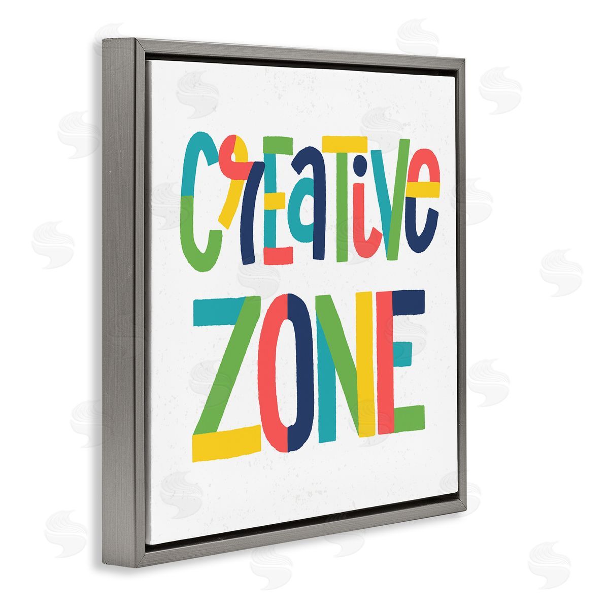 Raye Allison Creations Creative Zone Kids' Motivational Phrase Vibrant Playful Typography Gray Floating Frame Canvas Wall Art Print
