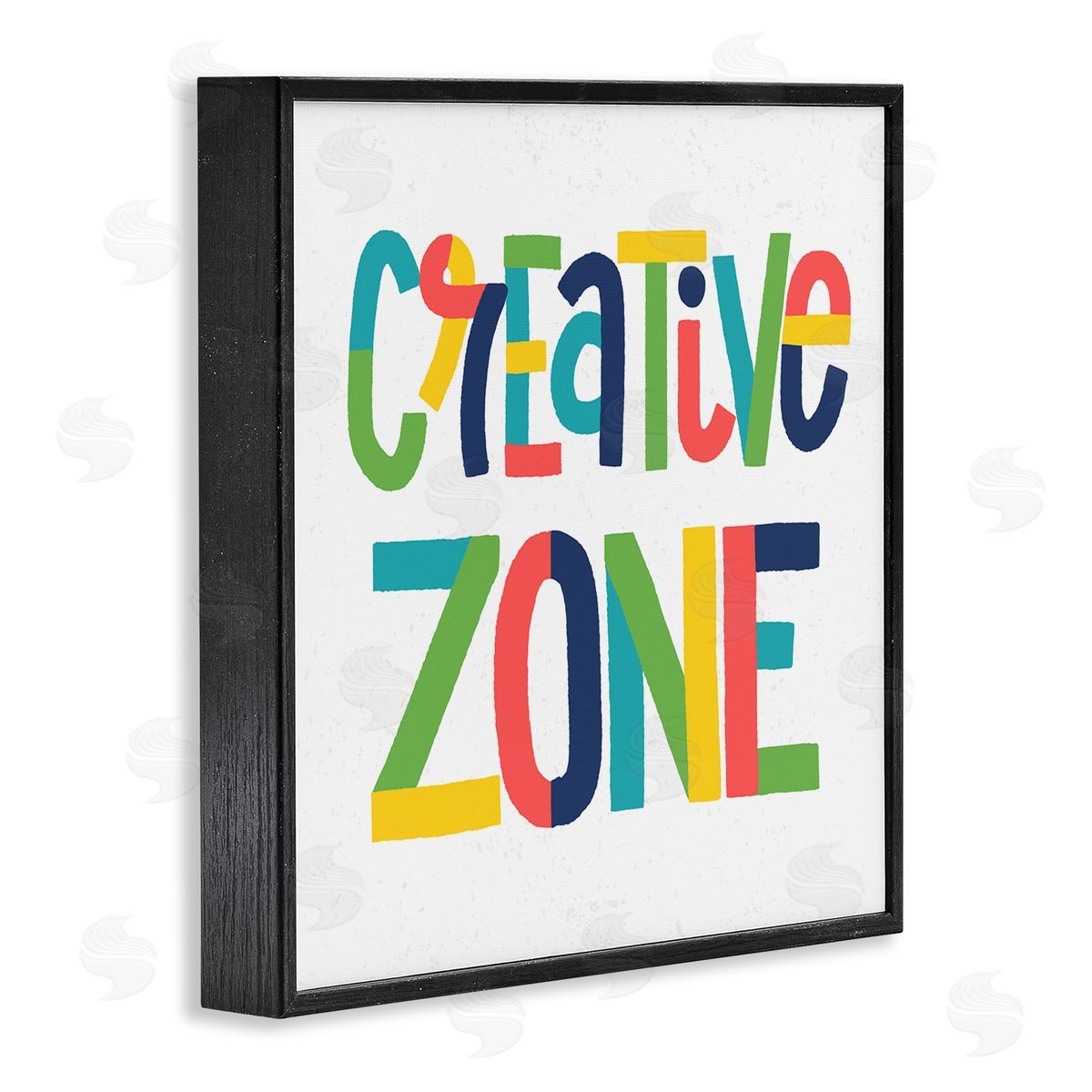 Raye Allison Creations Creative Zone Kids' Motivational Phrase Vibrant Playful Typography Black Framed Glicee Wall Art Print