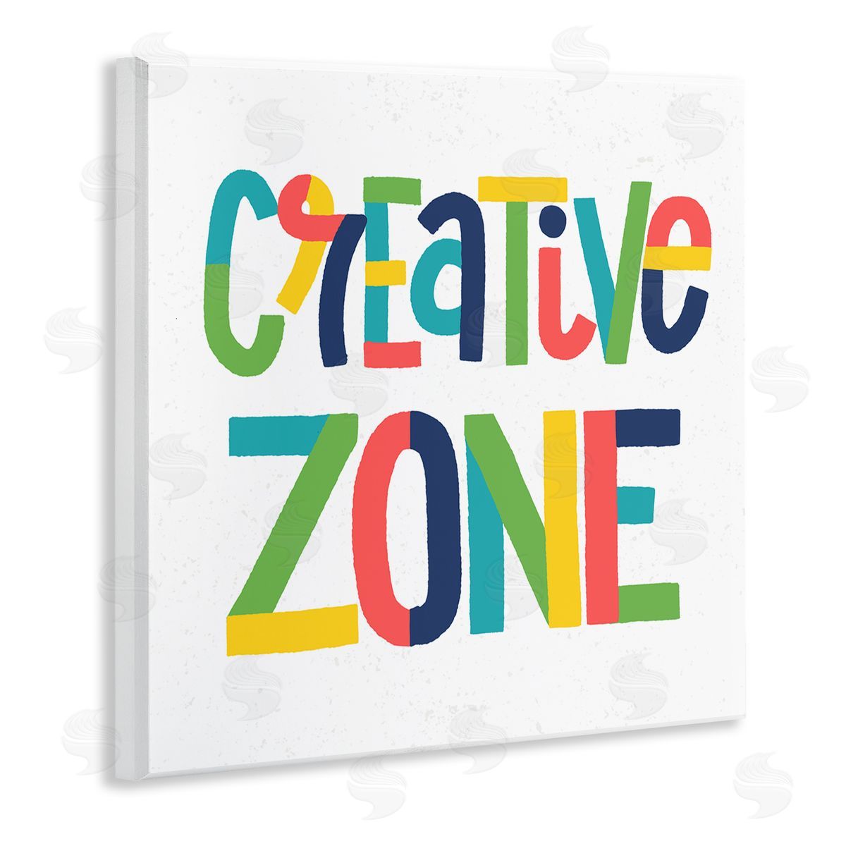 Raye Allison Creations Creative Zone Kids' Motivational Phrase Vibrant Playful Typography Wooden Wall Plaque Art Print