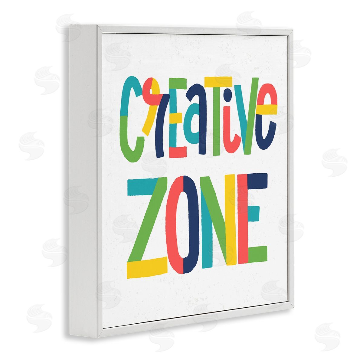 Raye Allison Creations Creative Zone Kids' Motivational Phrase Vibrant Playful Typography White Framed Glicee Wall Art Print