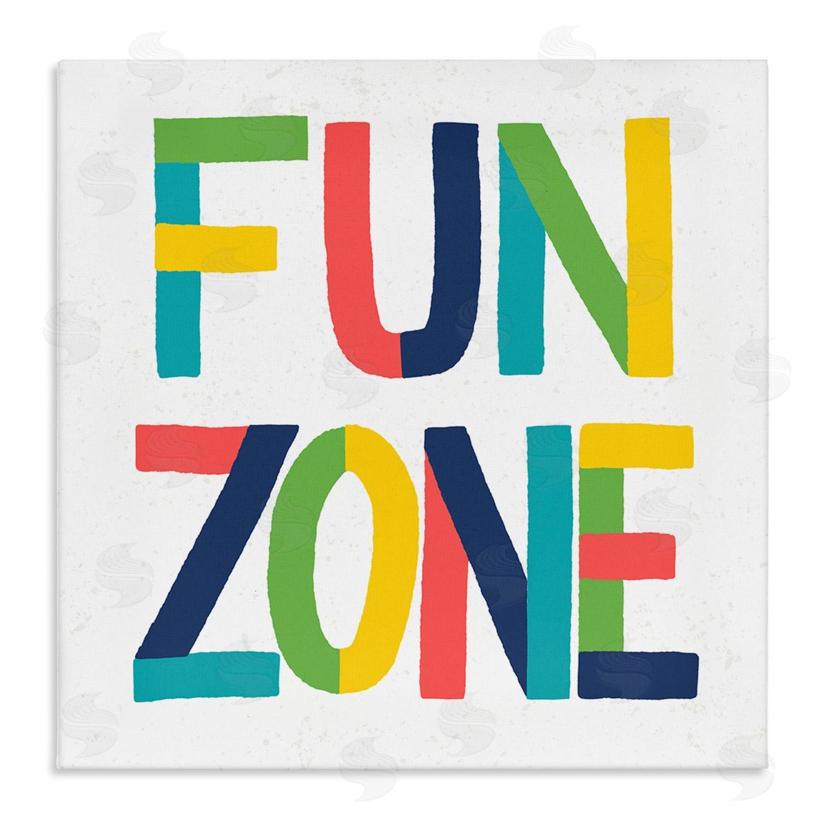 Raye Allison Creations Fun Zone Children's Motivational Phrase Bold Vibrant Typography Stretched Canvas Wall Art Print