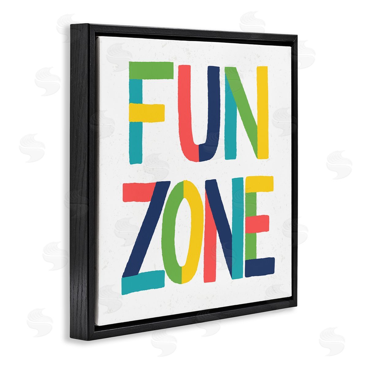 Raye Allison Creations Fun Zone Children's Motivational Phrase Bold Vibrant Typography Black Floating Frame Canvas Wall Art Print