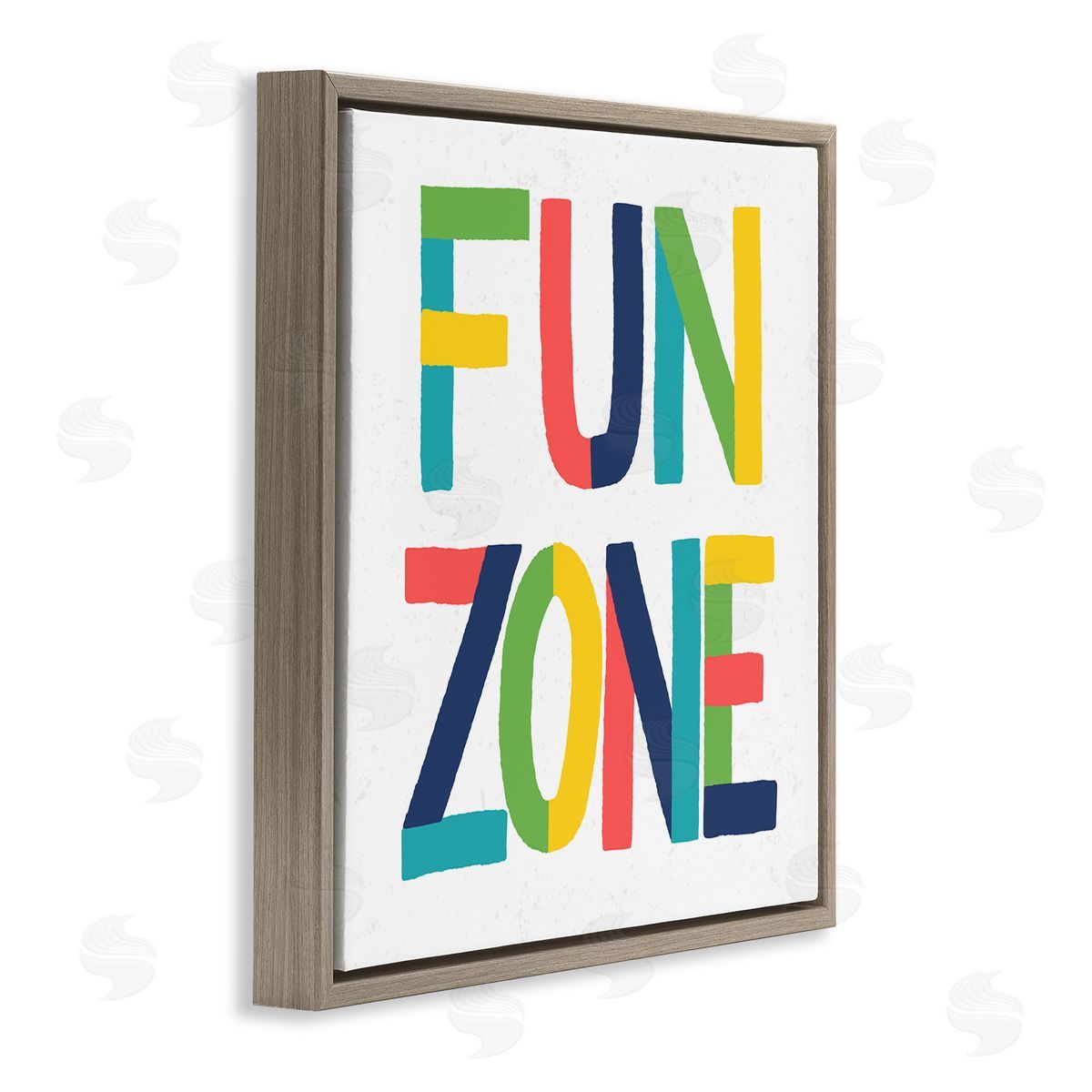 Raye Allison Creations Fun Zone Children's Motivational Phrase Bold Vibrant Typography Brown Floating Frame Canvas Wall Art Print