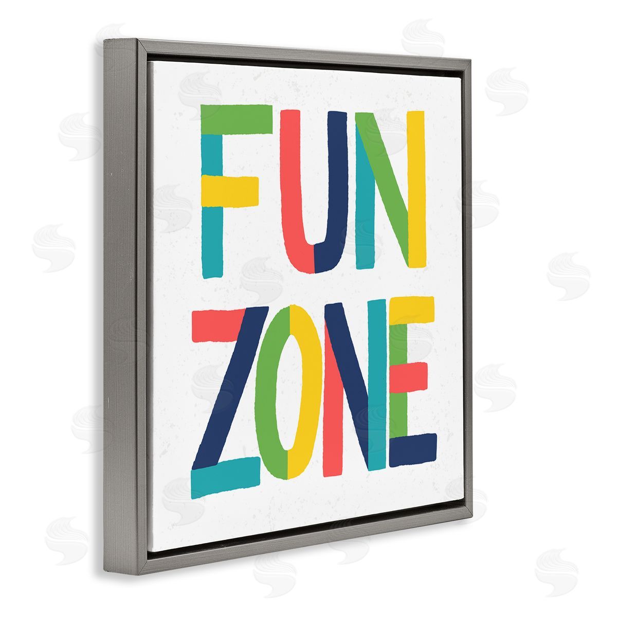 Raye Allison Creations Fun Zone Children's Motivational Phrase Bold Vibrant Typography Gray Floating Frame Canvas Wall Art Print