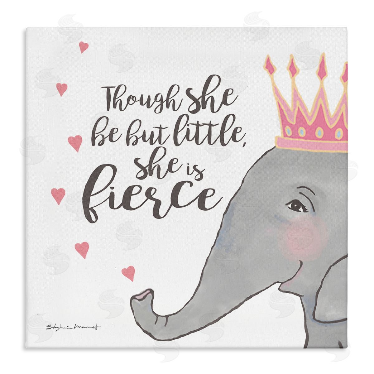 stupell industries Stephanie Workman Marrott | She is Fierce Phrase Girls' Princess Elephant Pink Wall Art