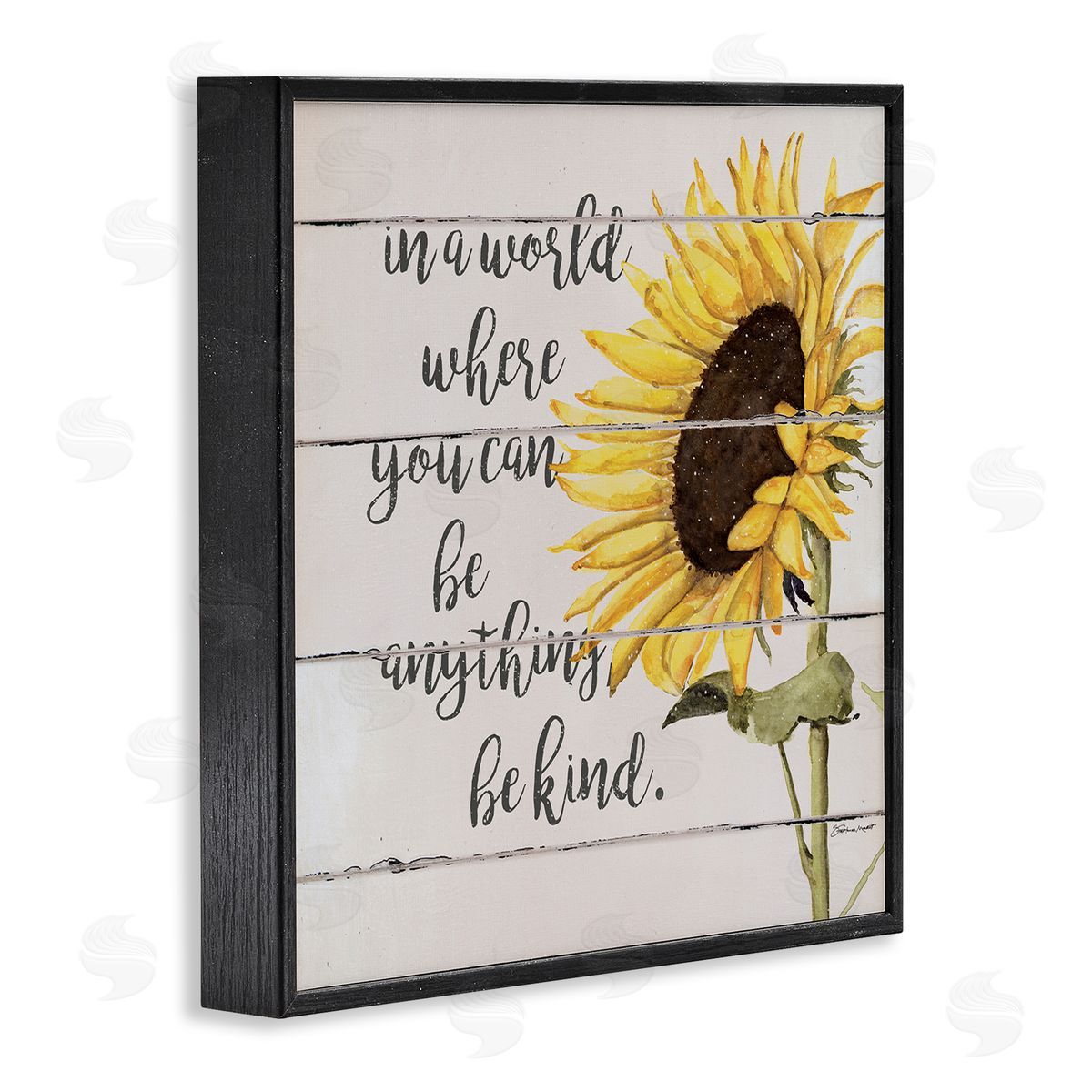 Stephanie Workman Marrott Be Anything Be Kind Motivational Quote Farmhouse Sunflower Black Framed Glicee Wall Art Print