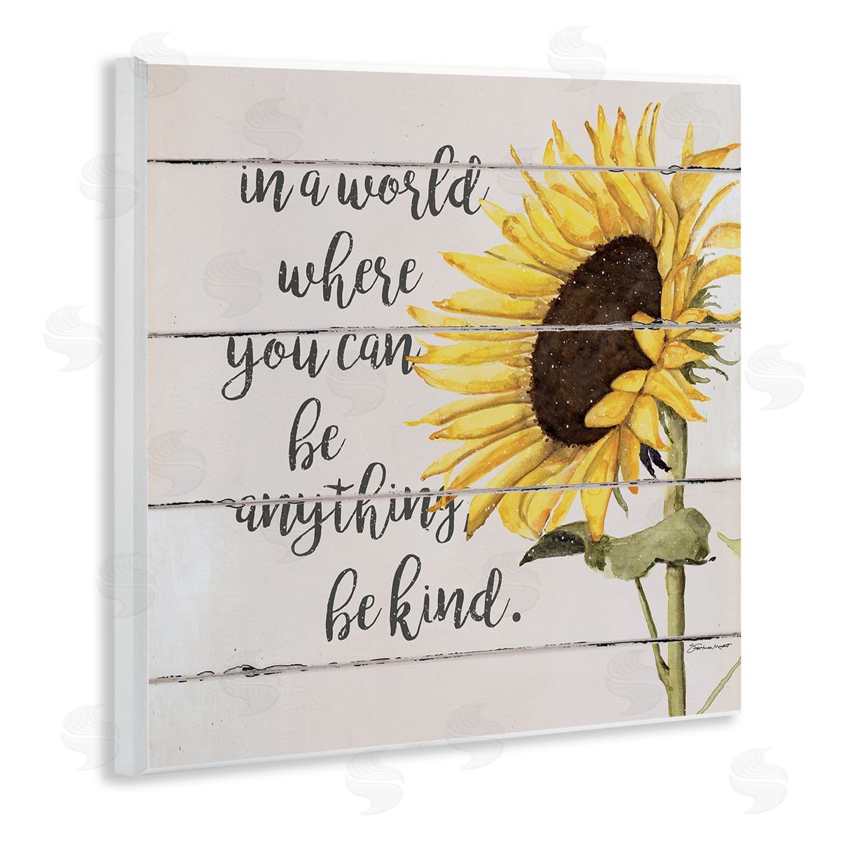 Stephanie Workman Marrott Be Anything Be Kind Motivational Quote Farmhouse Sunflower Wooden Wall Plaque Art Print