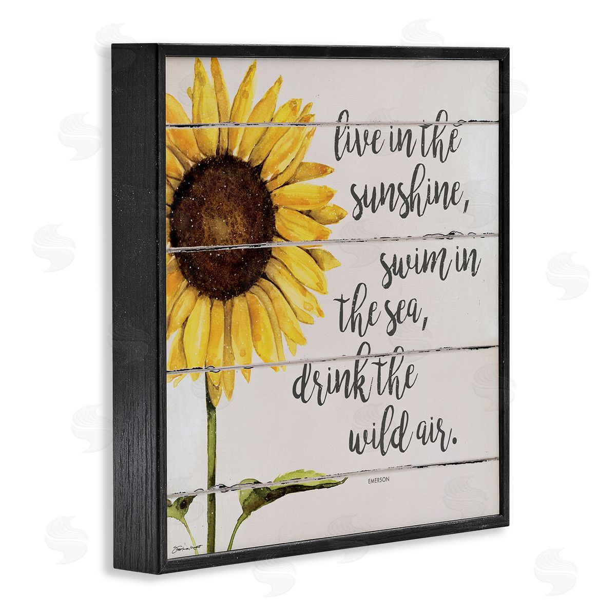 Stephanie Workman Marrott Live In Sunshine Drink Wild Air Phrase Sunflower Black Framed Glicee Wall Art Print