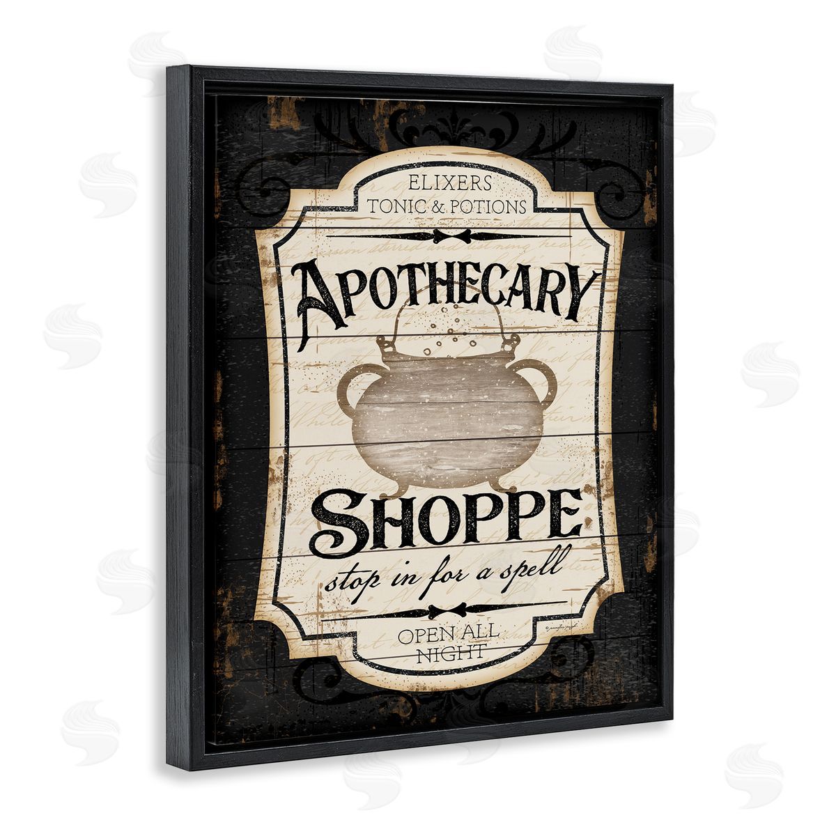 Apothecary Shoppe Spooky Sign Black Floating Frame Canvas Wall Art, Home Decor by Jennifer Pugh