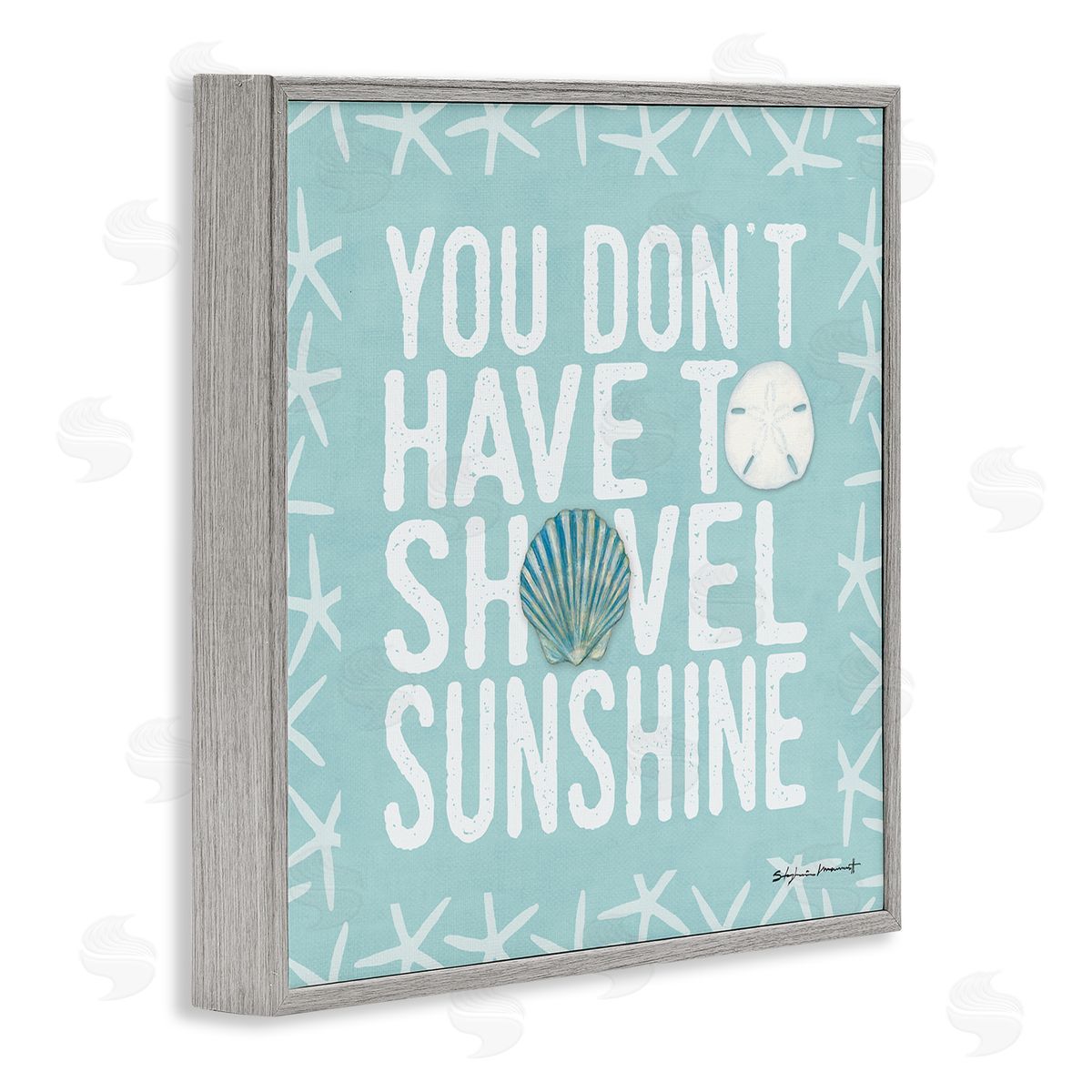 Stephanie Workman Marrott Don't Have to Shovel Sunshine Funny Nautical Winter Gray Framed Glicee Wall Art Print