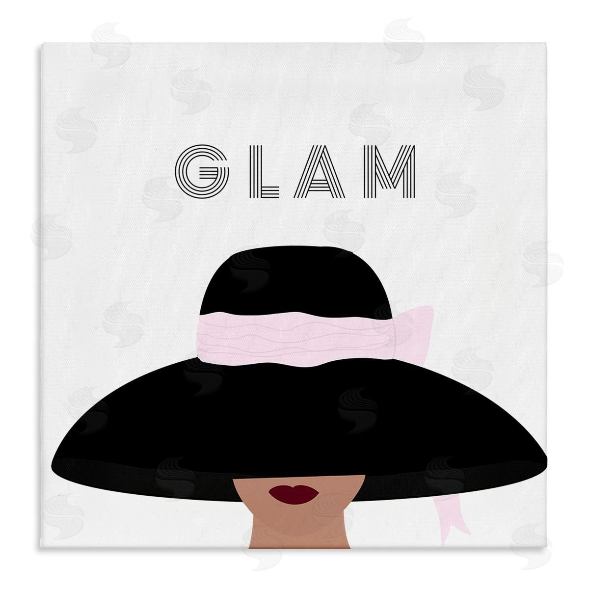 Ashley Singleton Glam Text Fashionista Female Black Pink Hat  Stretched Canvas Wall Art Print