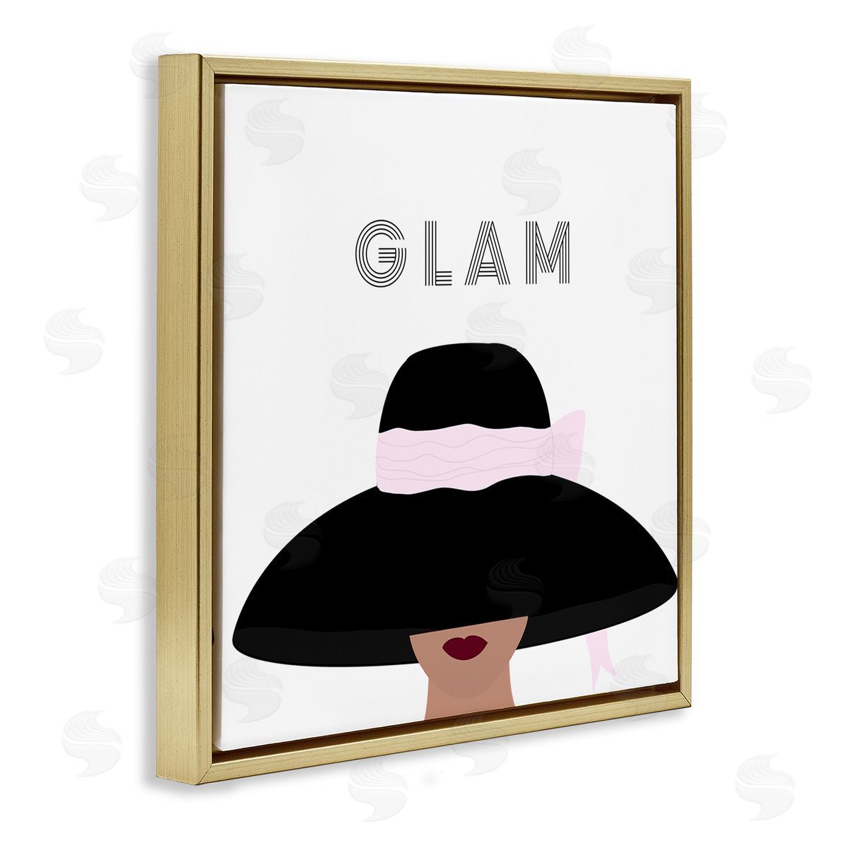 Ashley Singleton Glam Text Fashionista Female Black Pink Hat  Gold Floating Frame Canvas Wall Art Print