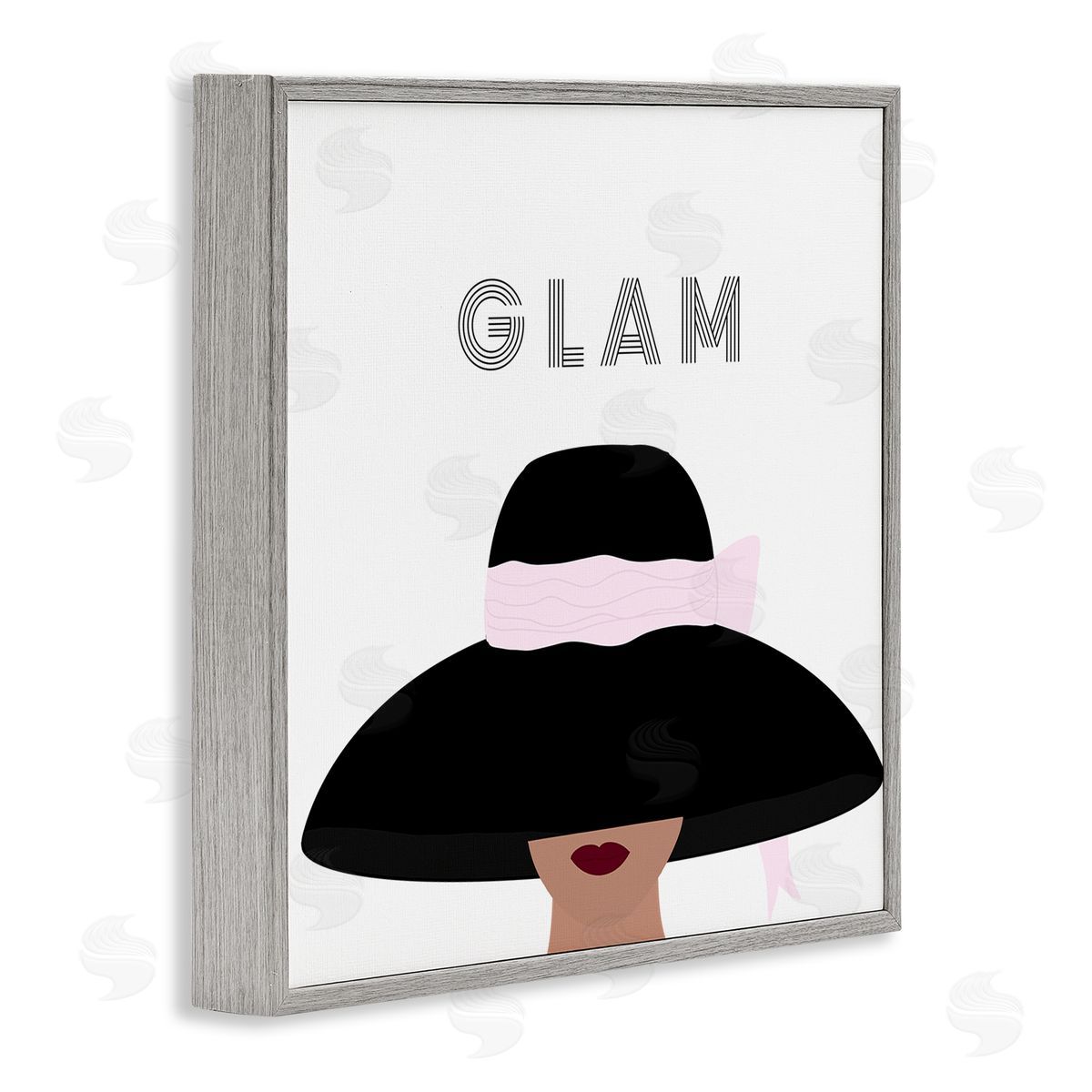 Ashley Singleton Glam Text Fashionista Female Black Pink Hat  Gray Framed Glicee Wall Art Print